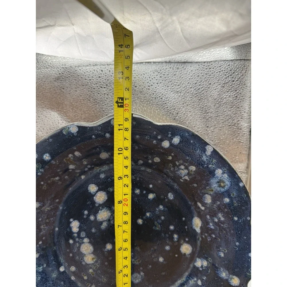VTG‎ PKR Cobalt Hand Thrown Large Pottery Plate Desert Night Sky Stoneware